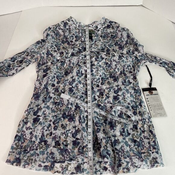 New 2OH Threads Blouse Top, Large, Purple And Grey Floral, 2W39004, Button Up - Picture 7 of 8
